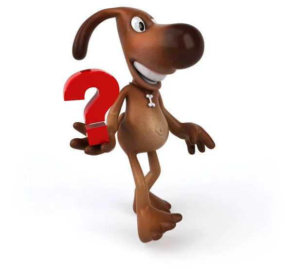 Cartoon character holding question mark — Stock Photo, Image