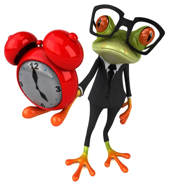 Лягушка держит часы — стоковое фото