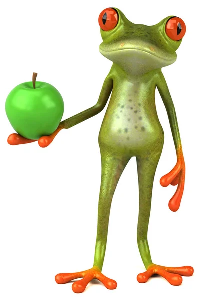 Personagem de desenho animado segurando maçã — Fotografia de Stock