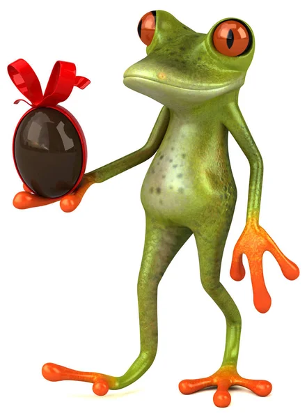 Kurbağa holding yumurta — Stok fotoğraf