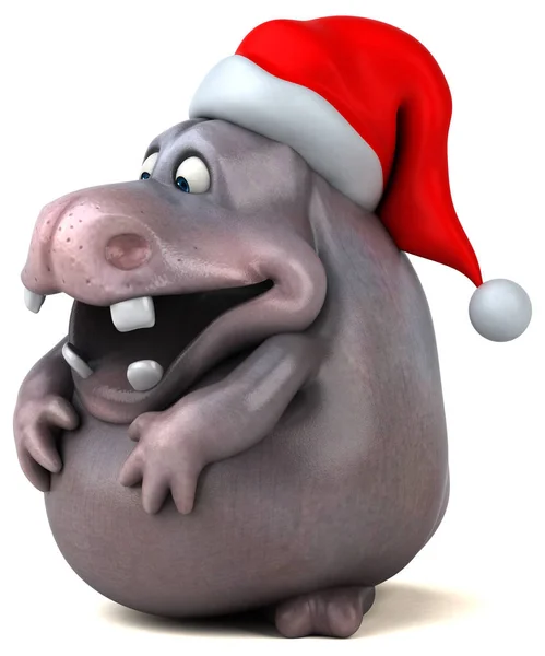 Personagem de desenhos animados usando chapéu de Papai Noel — Fotografia de Stock