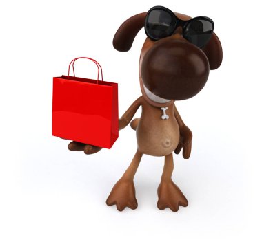 çizgi film karakteri holding çanta