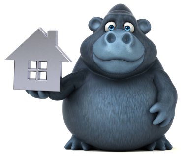 Evi işaret tutan çizgi film karakteri 