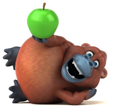çizgi film karakteri holding elma eğlenceli 