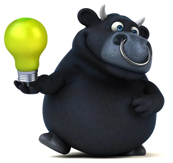 Personagem de desenho animado segurando lâmpada — Fotografia de Stock