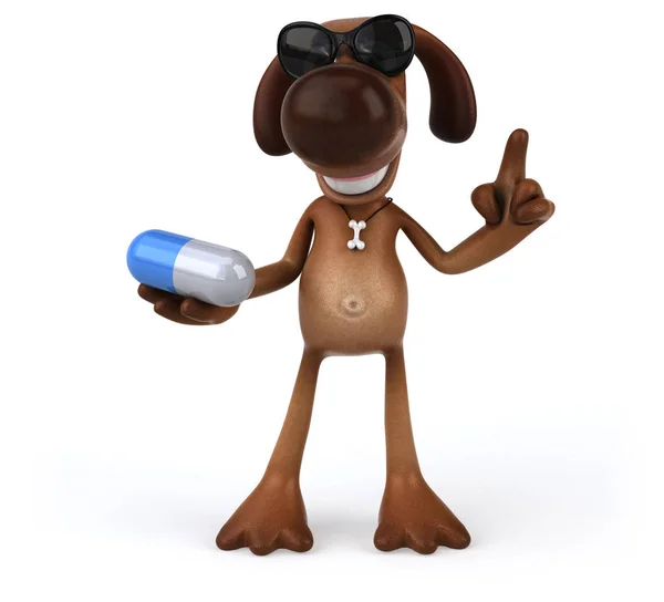 Personagem de desenho animado segurando pílula — Fotografia de Stock
