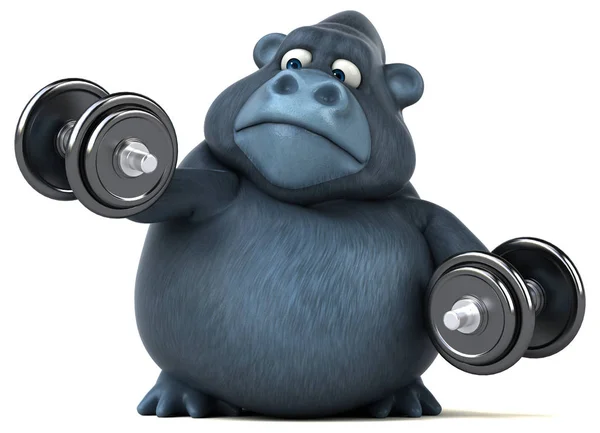 Cartoon character holding weights — Stock Photo, Image