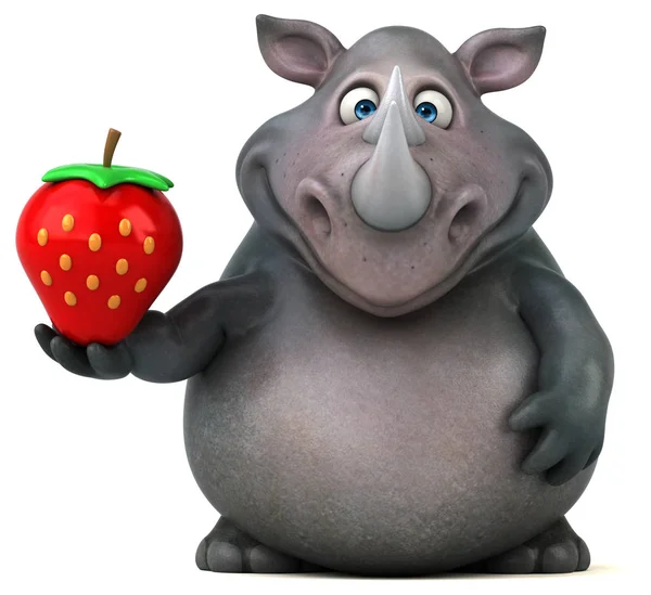 Zeichentrickfigur mit Erdbeere — Stockfoto