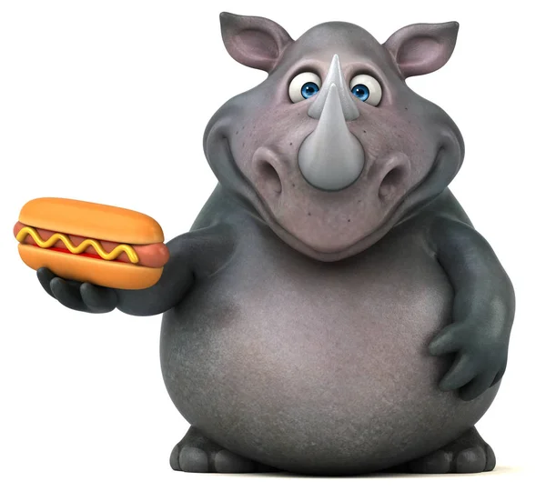 Zeichentrickfigur mit Hotdog — Stockfoto