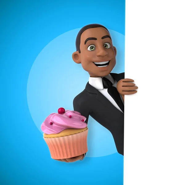 Empresário segurando cupcake — Fotografia de Stock