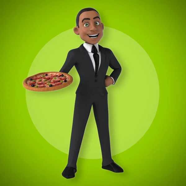 Businessman holding pizza — Stock Photo, Image