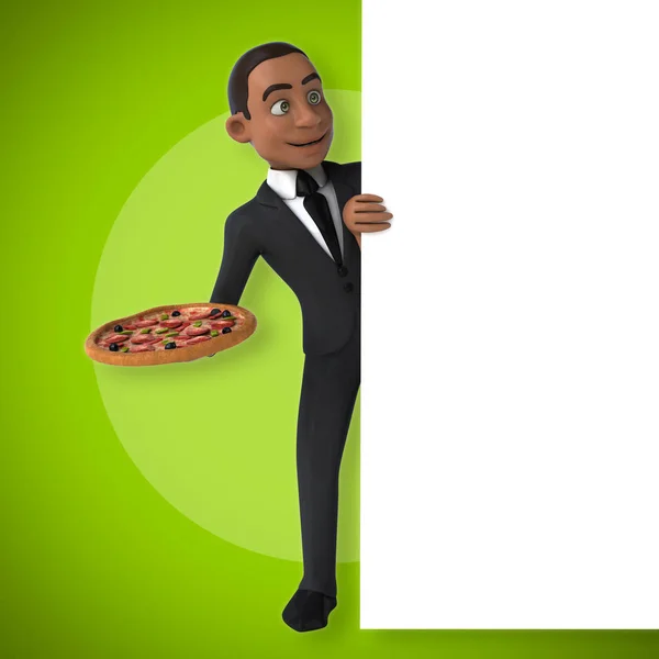 Zakenman bedrijf pizza — Stockfoto