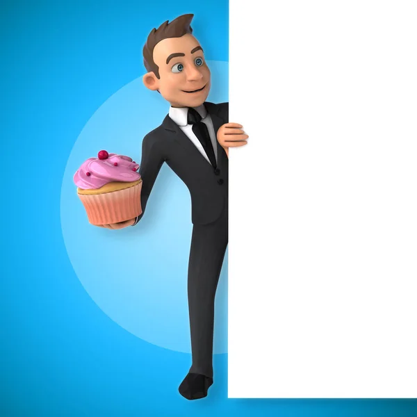 Zakenman bedrijf cupcake — Stockfoto