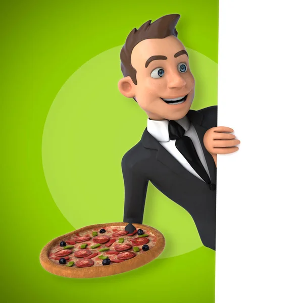 Businessman holding pizza — Stock Photo, Image
