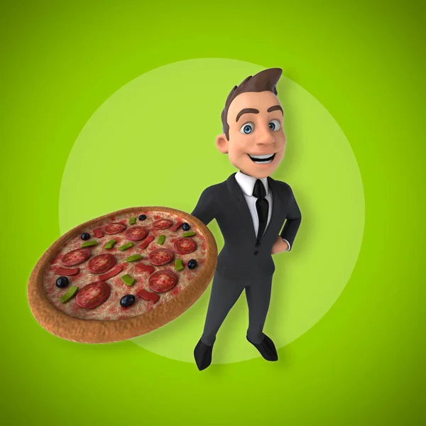 Businessman holding pizza — Stock Photo, Image