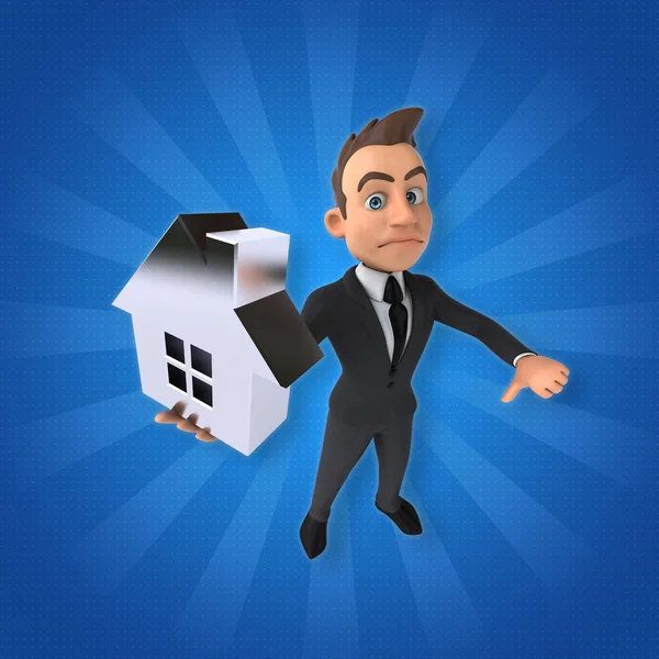 Businessman holding house sign — Stock Photo, Image