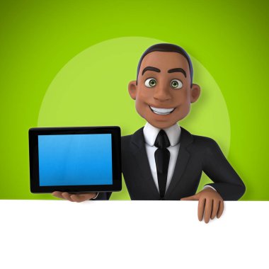 Elinde tablet tutan bir iş adamı 