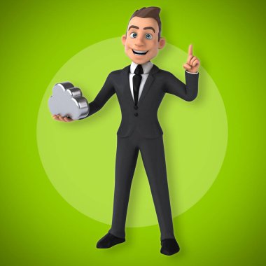 bulut işaret tutan işadamı 