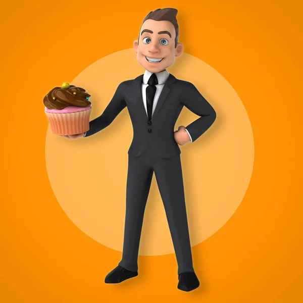 Zakenman bedrijf cupcake — Stockfoto
