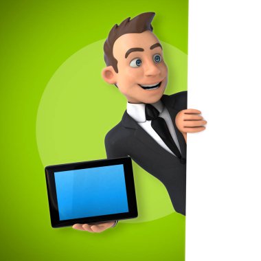 Elinde tablet tutan bir iş adamı 