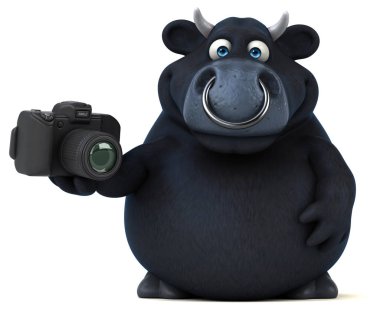 Eğlenceli çizgi film karakteri holding kamera 