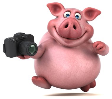 Eğlenceli çizgi film karakteri holding kamera 