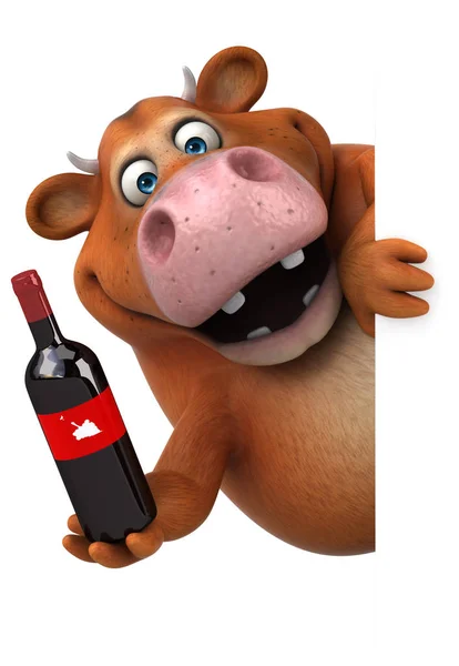 Fun cartoon character  holding wine — Stock Photo, Image