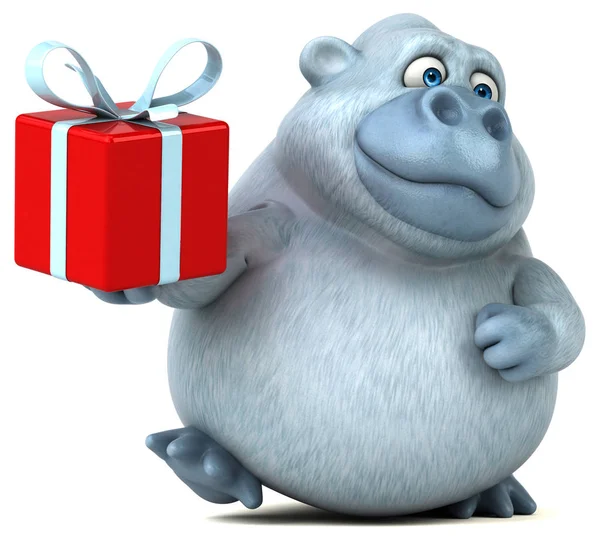 Cartoon character holding gift — Stock Photo, Image