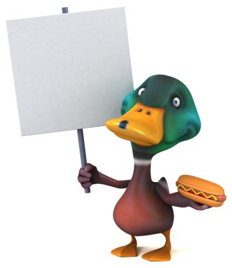 eğlenceli çizgi film karakteri holding hotdog