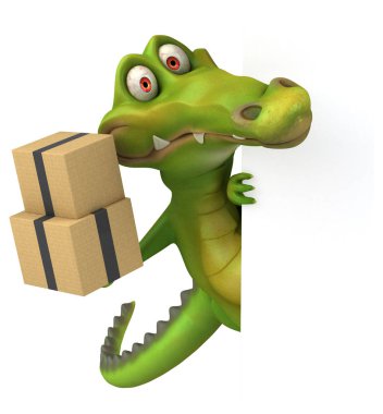 kutuları tutarak çizgi film karakteri