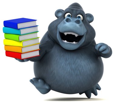 eğlenceli çizgi film karakteri holding kitaplar  