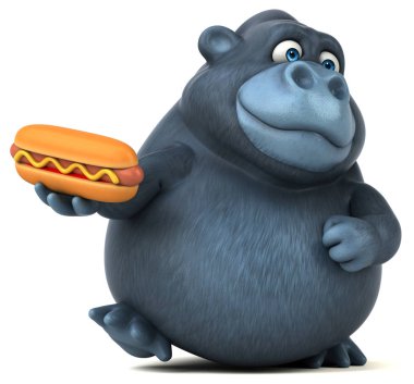 eğlenceli çizgi film karakteri holding hotdog