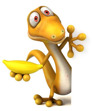 Eğlenceli çizgi film karakteri holding muz