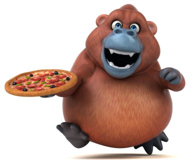 eğlenceli çizgi film karakteri pizza holding 