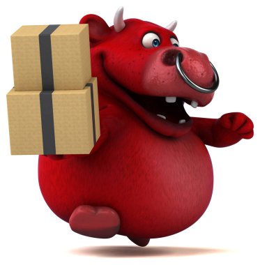 kutuları tutarak çizgi film karakteri