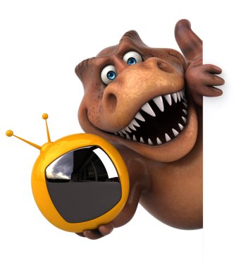 TV cihazı tutarak çizgi film karakteri