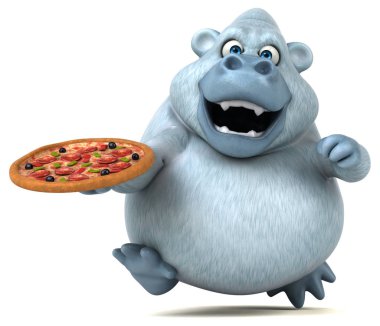 eğlenceli çizgi film karakteri pizza holding 