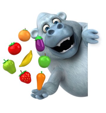 karakter holding meyve ve sebze