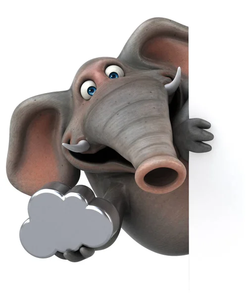 Divertido personaje de dibujos animados que sostiene la nube —  Fotos de Stock