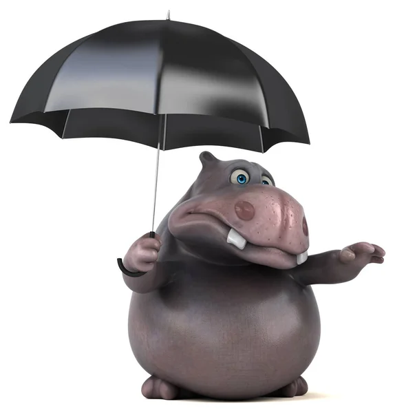 Funny cartoon charakter gospodarstwa parasol — Zdjęcie stockowe