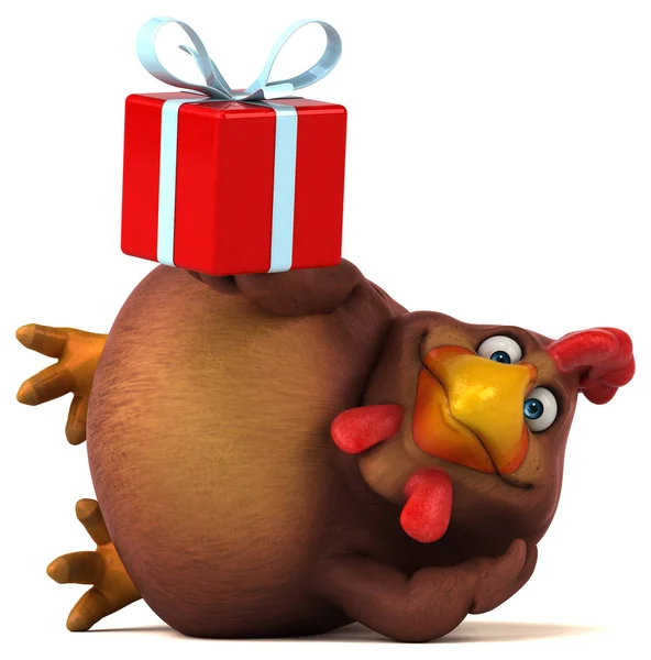 Cartoon character holding gift — Stock Photo, Image