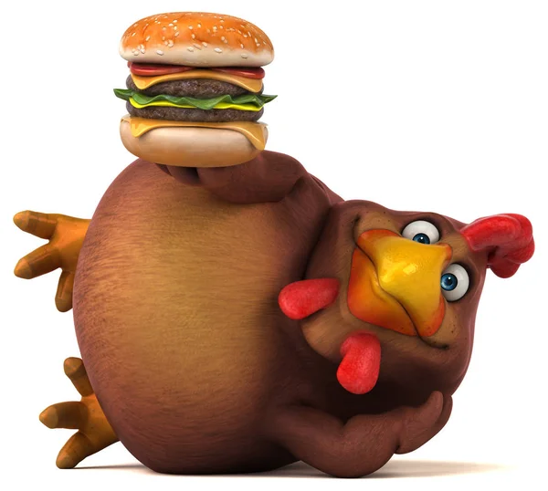 Çizgi film karakteri holding hamburger — Stok fotoğraf