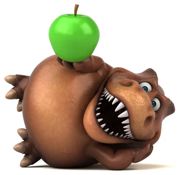 Personagem de desenho animado divertido segurando maçã — Fotografia de Stock