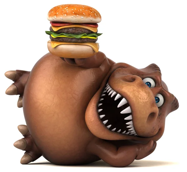 Personaje de dibujos animados celebración de hamburguesa — Foto de Stock