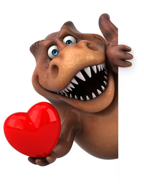 Fun cartoon character  holding heart — Stock Photo, Image