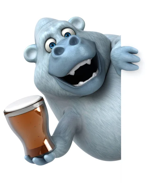 Personagem de desenho animado divertido segurando cerveja — Fotografia de Stock