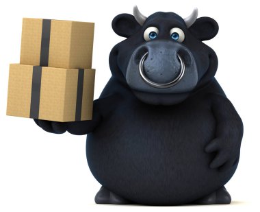 kutuları tutarak çizgi film karakteri