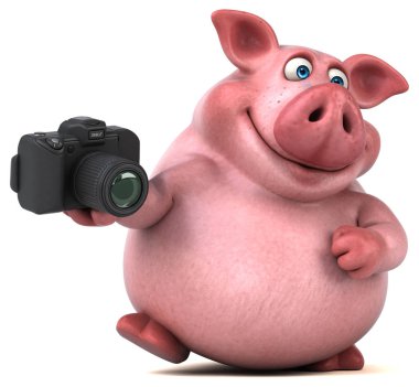 Eğlenceli çizgi film karakteri holding kamera 