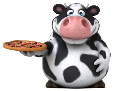 eğlenceli çizgi film karakteri pizza holding