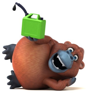 Komik karikatür karakter holding petrol